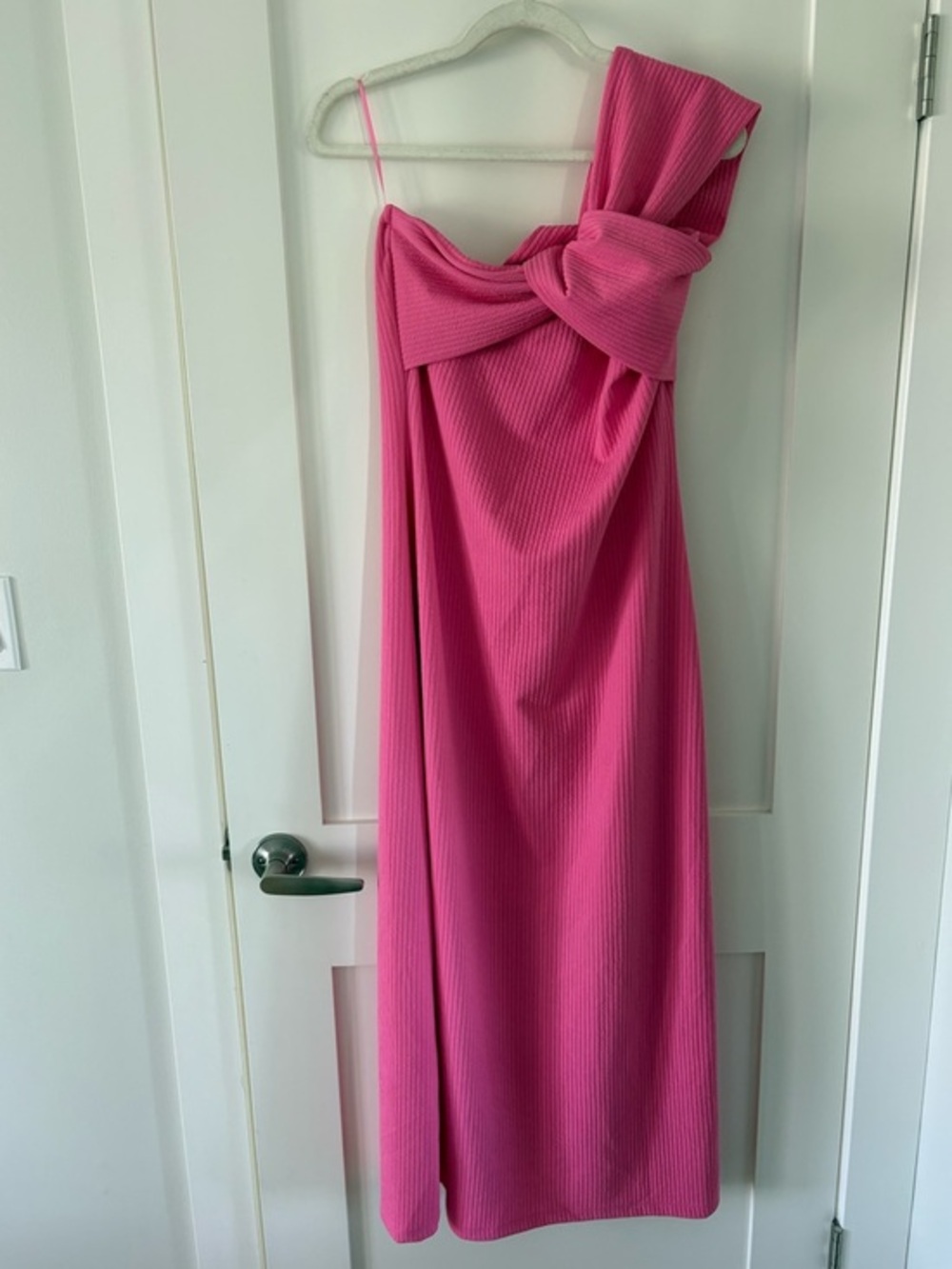 Porridge Anthropologie Twist‑Front One‑Shoulder Ribbed Maxi Dress Pink L NWT